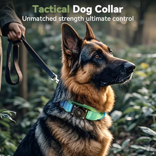 2026 Upgrade Waterproof Tactical AirTag Dog Collar, Built in AirTag Holder