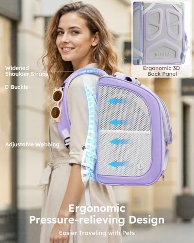 Pecute Cat Backpack Carrier,Large Space Cat Bubble Backpack,Light Purple
