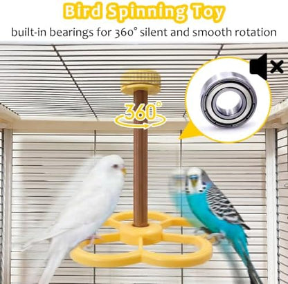 Washable Bird Spinning Perch Toy, with 1.8'' Washer Fit Most Cages