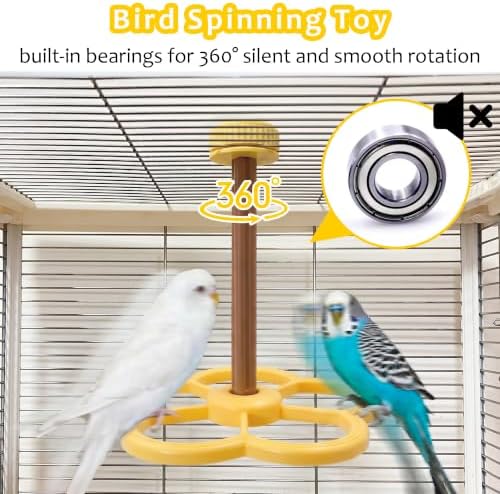 Washable Bird Spinning Perch Toy, with 1.8'' Washer Fit Most Cages