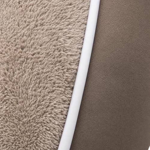 Orthopedic Dog Bed with Calming Bolster Sides, Faux Fur Interior, Non-Slip Base, Taupe and Beige, for Medium and Large Dogs
