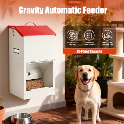 25lbs Automatic Dog Feeder Large Breed Gravity Dog Food Dispenser