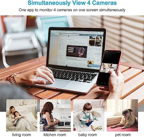 litokam 2K Indoor Security Camera, Cameras for Home Security with 360°Motion Detection, WiFi Baby Monitor for Baby/Elder/Dog, Pan/Tilt Pet Cam with Phone APP, IR Night Vision, 2-Way Audio, 4 Pack