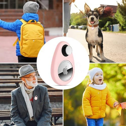 2 Pack Airtag Holder for Kids Hidden,GPS Tracker Case, Anti-Removal Airtag Silicone Case with Pins, Suitable for Children, Elderly, Pets, Backpack, Luggage (White & Pink, 2 Pack)