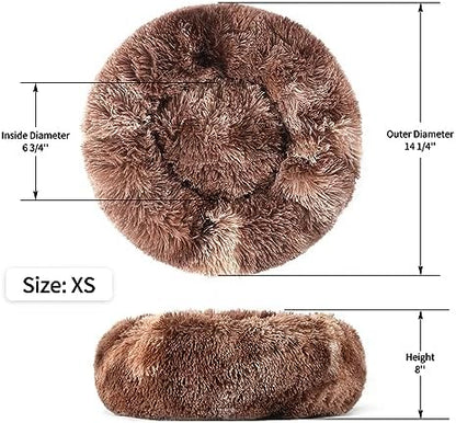 NOYAL Donut Dog Bed for Small Medium Pets, Plush Calming Faux Fur