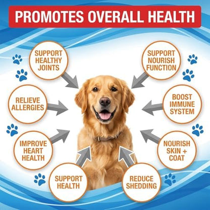 Wild-Caught Salmon Oil for Dogs & Cats - Omega 3 EPA DHA,Fish Oil Liquid Supplement for Skin & Coat, Joint & Bone Health (8 FLOZ)