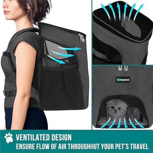 PetAmi Cat Backpack Carrier for Small Dogs and Large Cats, Airline Approved