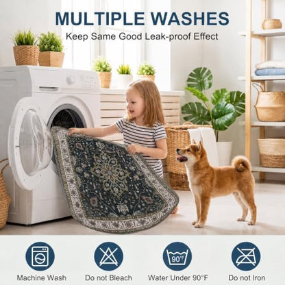 Washable Pee Pads for Dogs,Great Urine Absorbent Reusable Puppy Training Pads,Waterproof,Leak-Proof & Non-Slip Potty Pads for Whelping,Crate,Playpen,Bed.(Black Floral,54"x54")
