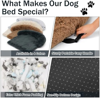 Calming Dog Bed for Couch, Thickened Plush Dog Mat with Raised Bolster