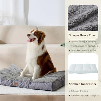 EGOHOME Comfort Shredded Memory Foam Flat Dog Bed, Dark Gray, 47x29