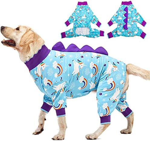 LovinPet Large Dog PJs, Mastiff Pajamas, Wild Horse Prints, Rainbow, XL