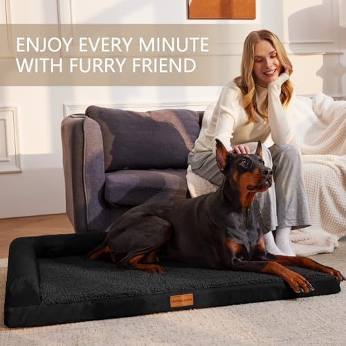 Patas Lague Orthopedic Large Dog Bed Washable Pet Sofa Bed 48''X30''Black