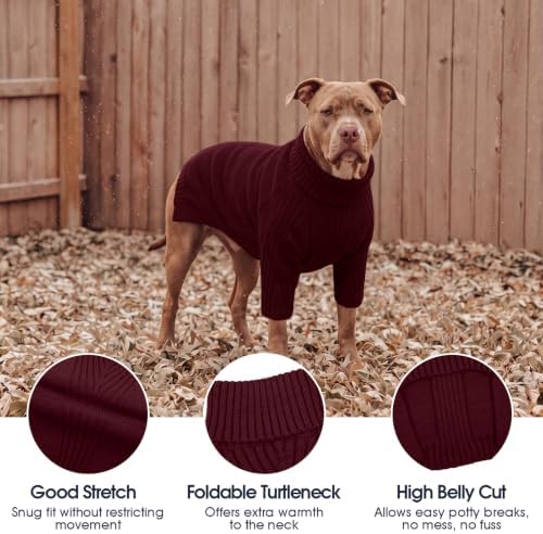 Turtleneck Dog Sweater,Thermal Knitted Sweater for Small Dogs Girl Boy, M