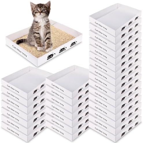 Amyhill 30 Pack Disposable Cat Litter Box Paper Pet Trays,White