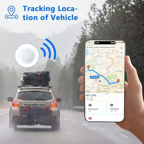 GPS Tracker for Vehicles, No Monthly Fee GPS Tracker, Tracker Device for Vehicles, Real-Time Car Tracker, Work with Find My (iOS Only), Magnetic Mini Car Tracker Device Hidden with Magnetic Case