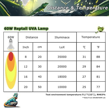 Reptile UVA Daylight Bulb, 60W Full Spectrum Sun Lamp for Reptile