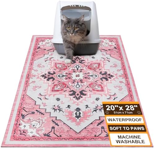 BEAUTYZOO Cat Litter Mat, 20" x 28" Litter Trapping Mat, Waterproof