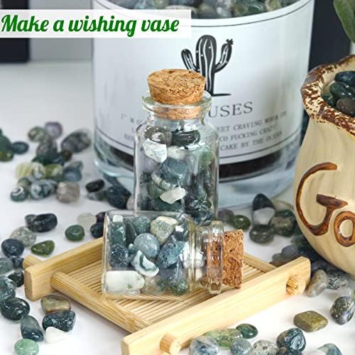 Aquatic Agate Aquarium Gravel Rocks Natural Tumbled Healing Crystal Chips Bulk Gemstones Crushed Stones for Fountain Vase Filler Planters Decorative Fish Tank Potted Reiki Energy Balancing 0.45lb