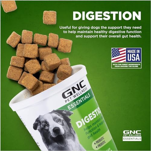 GNC Pets Essentials Digestion Soft Chews for Dogs, Bacon, 60 Count, 3-Pack