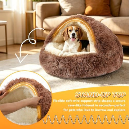 NOYAL Hooded Donut Bed, Calming Cave for Cats & Small Dogs