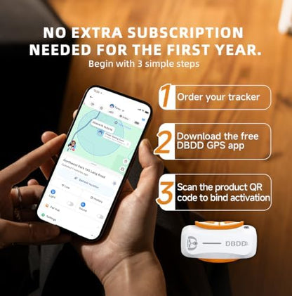 DBDD GPS Tracker for Dogs with 36 Month Subscription, Real-Time Location, Electronic Fence, Health Monitoring, Waterproof, for Medium Large Dogs, iOS Android