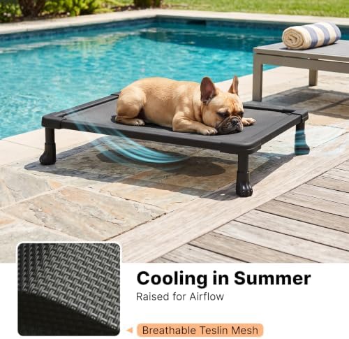 Veehoo Elevated Dog Bed Small, Chew Proof Dog Bed Pre-Assembled, 24" x 17"