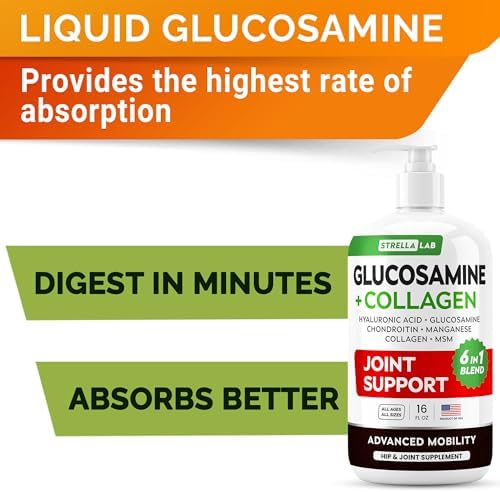 Liquid Glucosamine for Dogs w/Collagen, Hip Joint Supplement, Mobility Aid