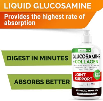 Liquid Glucosamine for Dogs w/Collagen, Hip Joint Supplement, Mobility Aid