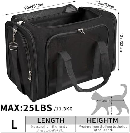 Soft-Sided Cat/Dog/Pet Carrier, Collapsible Pets Travel Carriers