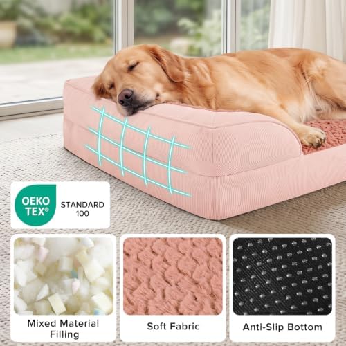 INVENHO Orthopedic Extra Large Dog Bed, XXL Waterproof Dog Sofa, Egg-Crate Foam Couch with Washable Removable Cover, Waterproof Lining and Nonskid Bottom