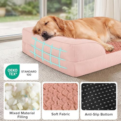 INVENHO Jumbo Orthopedic Dog Bed for Extra Large Dogs, Waterproof, Egg-Crate Foam Dog Couch Bed with Washable Removable Cover, Waterproof Lining and Nonskid Bottom