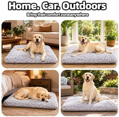 Extra Large Dog Bed, Plush Washable Pet Bed Mat, Dog Crate Bed 47"x31" Gray