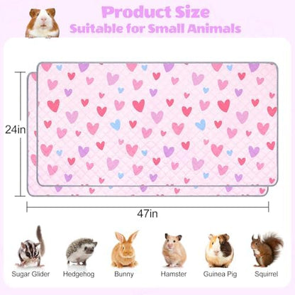 2 Pack Guinea Pig Bedding, Washable Guinea Pig Cage Liner Reusable Guinea Pig Mat Waterproof Guinea Pig Bedding for Cage, Super Absorbant Guinea Pig Pee Pads for Small Animals Hamster Rabbit Squirrel
