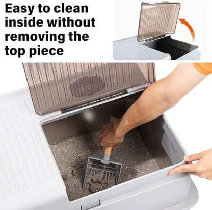 Stainless Steel Litter Box, XXXL Metal Litter Box with Lid