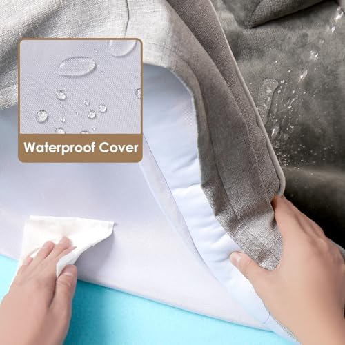 EHEYCIGA Orthopedic Dog Beds for Large Dogs, Waterproof Memory Foam Large Dog Bed with Sides, Non-Slip Bottom and Egg-Crate Foam Pet Couch Bed with Washable Removable Cover, Grey