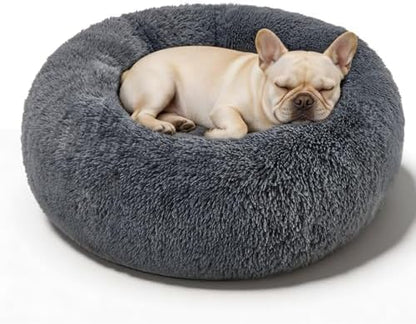 Small Dog Calming Beds Donut Washable Round Puppy Cat Bed Anxiety Dog Bed