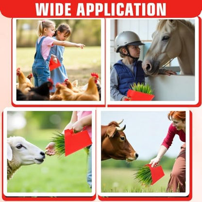 6 Pcs Plastic Enclosed Feed Scoop Heavy Duty Durable Stackable Horse Red Feed Scoop for Livestock Animal Ranchers Homesteaders Farmers, 2 Qt (Red)