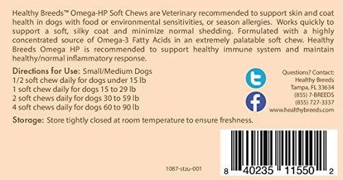 Healthy Breeds Shih Tzu Omega HP Fatty Acid Skin and Coat Support Soft Chews 60 Count