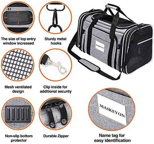 TSA Airline Approved Soft Sided Pet Carrier Top Loading 4 Side Expandable Large Travel Cats Carrier Collapsible with 3 Removable Washable Pads and 3 Pockets for Cats Kitten and Small Dogs