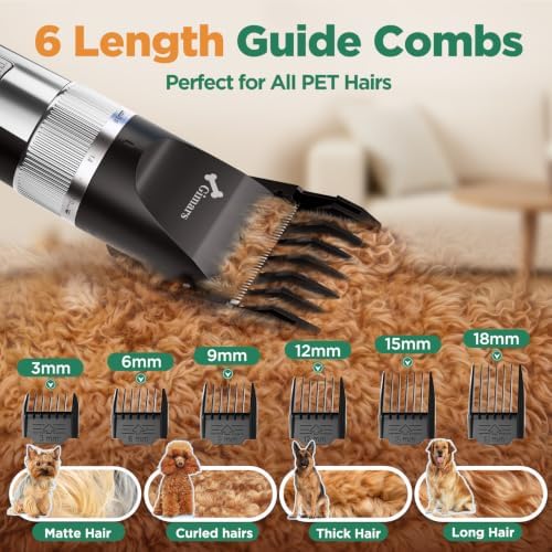 Gimars Professional 7000rpm Low Noise 55db Cordless Rechargeable Dog Clippers, 3.0 Motor Powerful Dog Long Hair Trimmer Grooming Shaver Kit, Home Electric Pet Hair Clippers for Cat, Horse