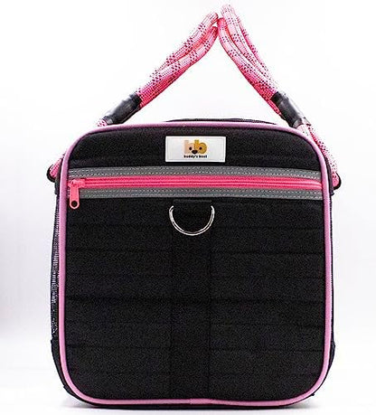 Buddy's Best Airline Approved Pet Carrier Black & Pink Heavy Duty, Fits Under Seat, TSA Compliant, Ventilated Mesh Design w/Waterproof Base & Reflective Safety Strips