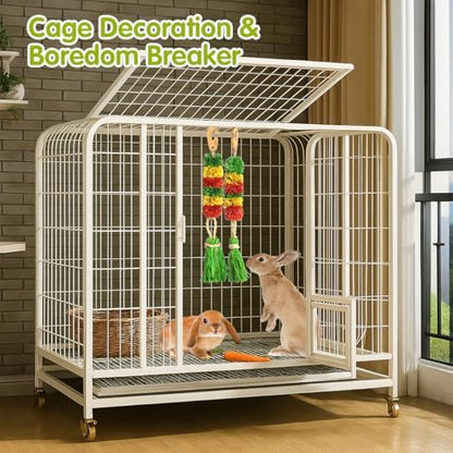 Abizoo Bunny Hanging Toy, Rabbit Cage Decoration for Small Animals Cage
