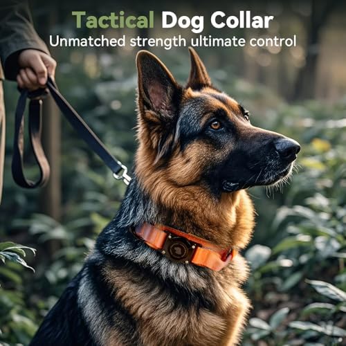 2026 Upgrade Waterproof Tactical AirTag Dog Collar, Built in AirTag Holder