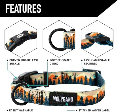 Wolfgang Wide Venture Dog Collar Overland Print Large
