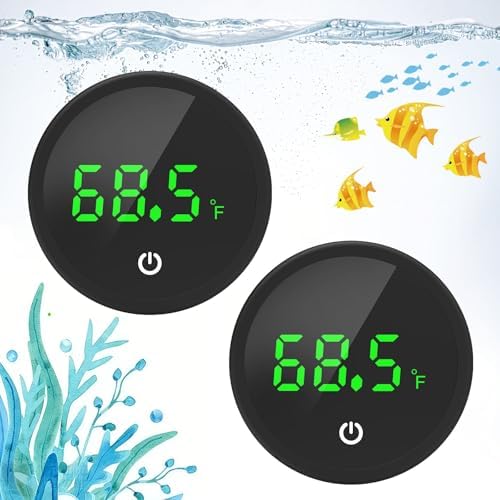QZQ Fish Tank Thermometer Aquarium Thermometer Wireless Touch Stick Digital Aquarium Thermometer LED Display ±1°F for Monitoring The Fish Tank Aquarium Temperature Accessories (2 Pack Black)