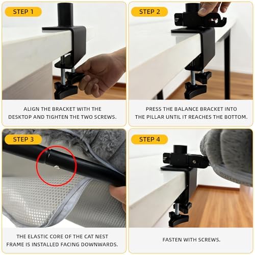 20"x16" Rotatable Foldable Cat Desk Bed - 2 Detachable Washable Mats for Desk Cat Bed, Double Screw Reinforced Support, 50LBS Bearing Capacity | Cat Desk Hammock for Home Office & Gaming Desks