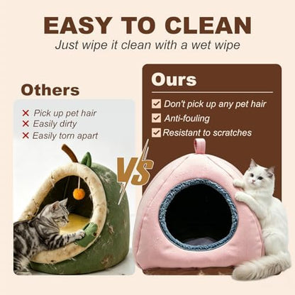 Cat Caves for Indoor Cats, Pink Cat Cave House for Kittens and Small Dogs