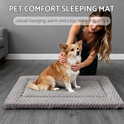 Dog Bed Mat - Dog Crate Pad - Reversible Mat for Pet Comfort - Soft Bed Crate Pads for All Seasons - Durable, Machine Washable Mat for Crates, Travel, and Home (Light Gray, 30" L*20" W*1.5" Th)