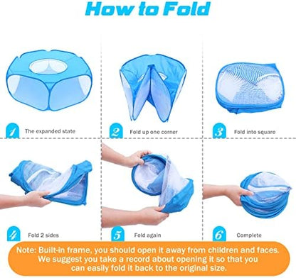 Small Animal Playpen with Top Cover, Breathable Pet Tent, Sky Blue