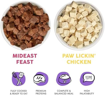 Bundle of Weruva Cat Freeze Dried Foods, Mideast Feast with Tilapia, and Paw Lickin' Chicken with Chicken Breast, 1oz Bags
